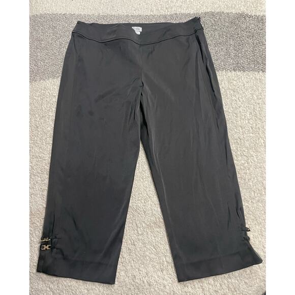 VTG Cache Womens Sz 12 Side Zip Wide Leg Crop Pants Stretch Black Gold Hardware - Picture 1 of 10